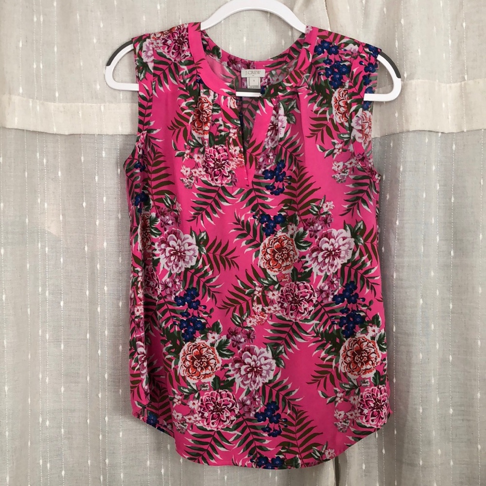 JCrew Women’s Floral V-Neck Sleeveless Blouse